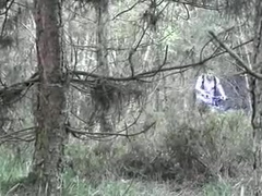 Handsome boy jerking off outdoors