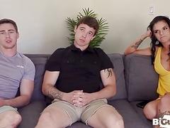 Sexy swingers talk jeremy the delivery teenager into hammering both of them!