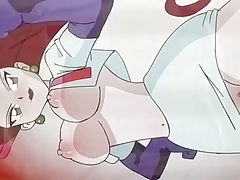 Cumming on Jessie (Musashi) from Pokemon