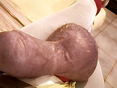 Erotic touching playing the meat