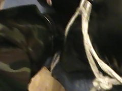 Hogsacked rubberslave is under his Master's boots - II