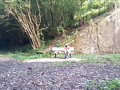 naked on a bench & under a bridge