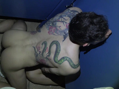 Horny lads try glory hole anal and blowjob in insane positions