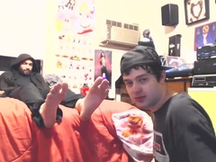 Kris pays a homeless dude then worships his feet and ass and gets trampled