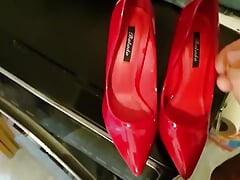 Red high heel my gf cum