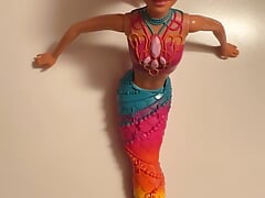 Horny Monica (Barbie Rainbow Fashion Mermaid) getting a huge load of cum!