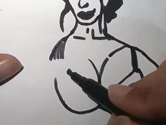 Desi aunty big boobs drawing