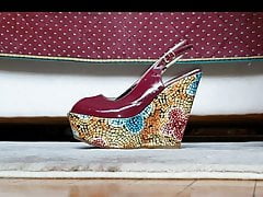 High-di's wife's Red PeepToe Wedges fucked and cummed