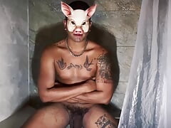 Bastard pig:black cock pissing humiliation