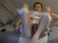 Japanese sissy donk to gullet with fucktoy