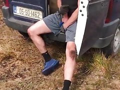 scally worker wanks in the back of his van