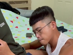 Hunter Peng dominates a massive shaft with his mouth and hands in hot POV action