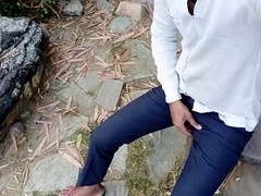 Outdoor, solo handjob, dirty talking fuck