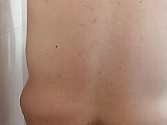 Chubby bator playing in the shower nipples