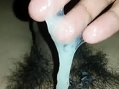 Playing with my thick cum
