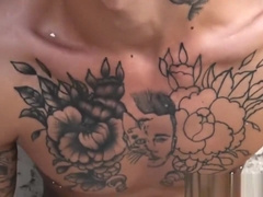 Tattooed latino gets mouth spermed