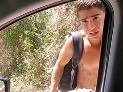 Cain Gomez hops in the car of a tourist and gives head