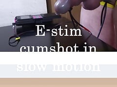 Estim cumshot in slow motion