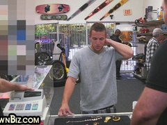 Cockblowing homosexual pawn dude 3way pounded in pawn supermarket office