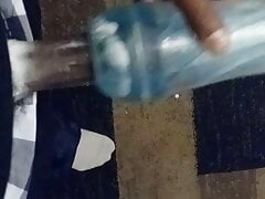 Cumming into flashlight