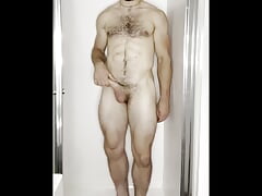 Hot man blow a huge load in the shower