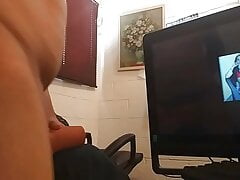 Fucking the fake pussy while look photos from my coworker