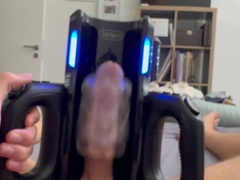 Pumping jizz from my enormous uncircumcised man sausage with my onanism robot hook-up plaything