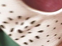 Cumming into peep toe sling back flatties