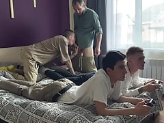 Stepdad and Stepson Fucked Young Friends in Tight Asses