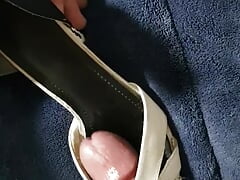 Cum in black and white high heels
