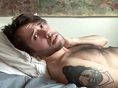 Tattooed guy, hairy guy, hairy chest