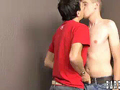 Unprotected ass-fuck after deep-throating knobs for pair of twinks