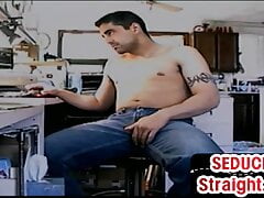 Amateur str8 groped by gay mature while jerking his cock