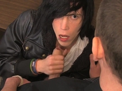 Twink with a pretty face sucks on his teacher's knob