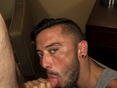 Naked gay lover gives perfect blowjob until the man fucks his ass
