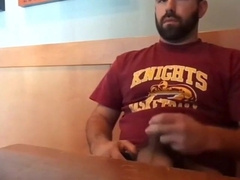 Bearded Bro Public Jerk Off in A Coffee Shop