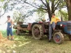 Farm boys group sex outdoors