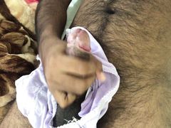 Big black cock daddy masturbation with panty