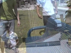 Watch this hot guy get his tight ass stretched by a hot babe while his buddy watches in awe