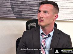 HETEROFLEXIBLE - Derek Kage Fucks Coworker Cristiano After Getting Caught Jerking Off - SPANISH SUBTITLES