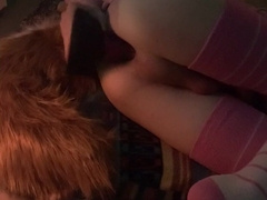 Lovely appetizing femboy fox gets ruined by XL rex