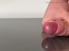 Yam-sized pop-shot on reflecting table after days of edging