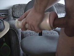 He fucks his fleshlight for the first time and cums hard!
