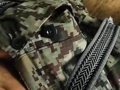 Military man masturbating alone