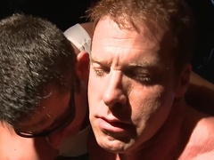 Muscular DILF plays submissive while the young stepson plays dominant with him