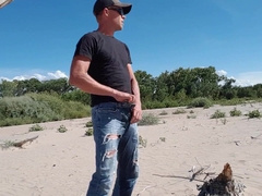 Drenching denim down by the sea