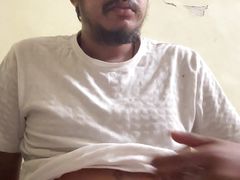 Playing hard with big cock and masturbation