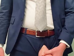 Daddy suit and tie playing with his MASSIVE COCK!
