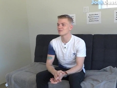 Tatted audition jock tugs smooth-shaven dick for jizz flow