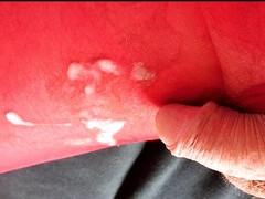 Nylonjunge loves the red pantyhose 3 ** Sperm **